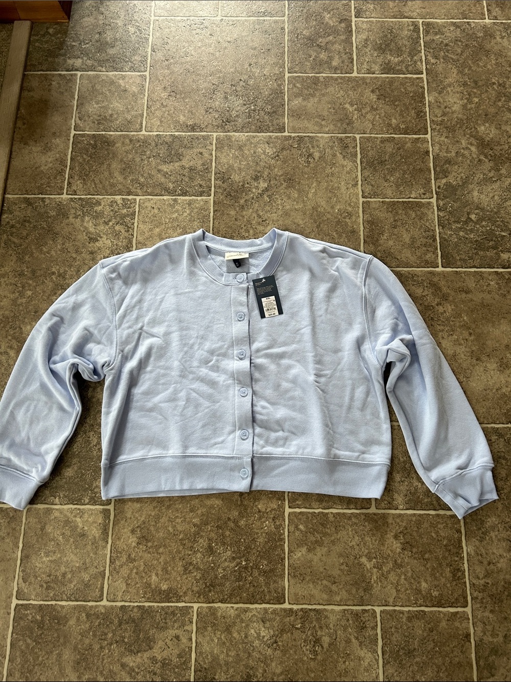 Universal Thread Light Blue Button-Front Cropped Cardigan